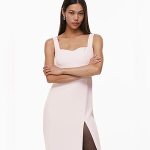 Aritzia Babaton 90s Slit Midi Dress in Light Neutral Pink size 4 Square Neck